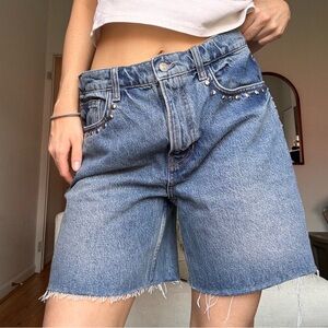 Reformation Raye studded denim shorts size 28